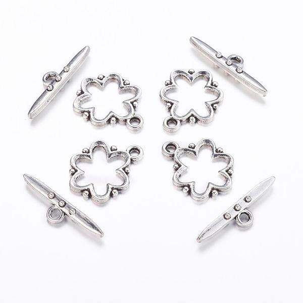 

PandaHall Alloy Toggle Clasps, Nickel Free, Lead Free and Cadmium Free, Antique Silver, Flower: 19x15x1.5mm, hole: 2mm. Bar: 24x6x4mm, hole...
