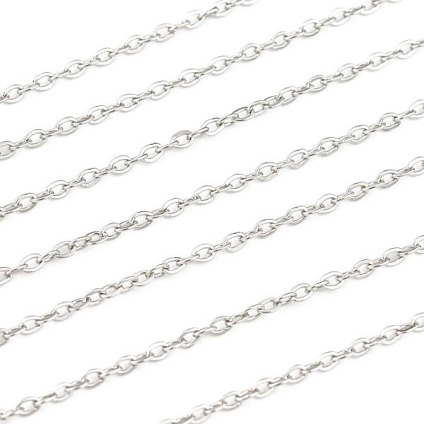 

PandaHall 304 Stainless Steel Cable Chains, Soldered, without Spool/Card Paper, Flat Oval, Stainless Steel Color, 1.5x1.2x0.1mm, about 6.56...