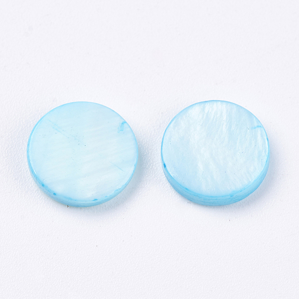 

PandaHall Shell Cabochons, Dyed, Flat Round, Cyan, 10x2mm Shell Flat Round Cyan