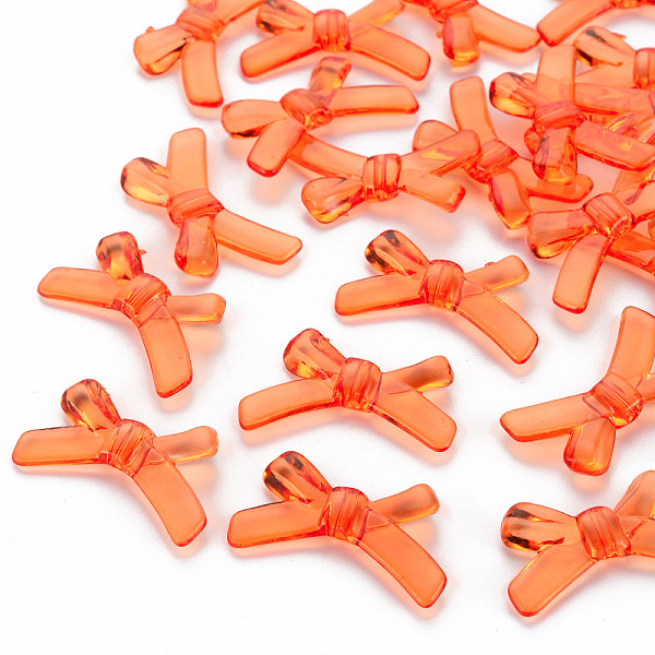 

PandaHall Transparent Acrylic Beads, Bowknot, Coral, 20x34x5.5mm, Hole: 1.8mm, about 435pcs/500g Acrylic Bowknot Red