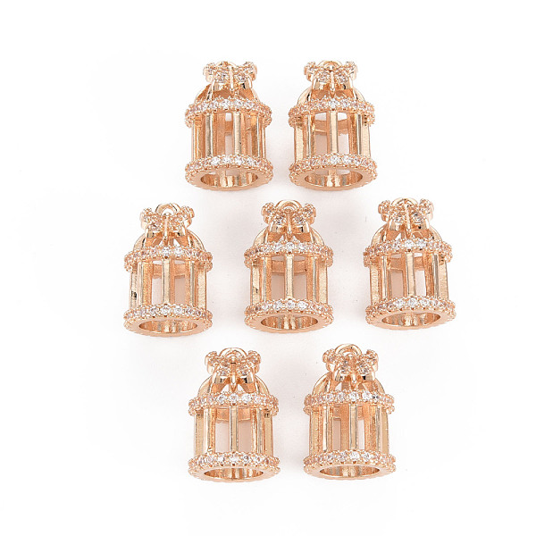 

PandaHall Rack Plating Brass Micro Pave Clear Cubic Zirconia Pendants, Long-Lasting Plated, Cadmium Free & Lead Free, Birdcage, Light Gold...