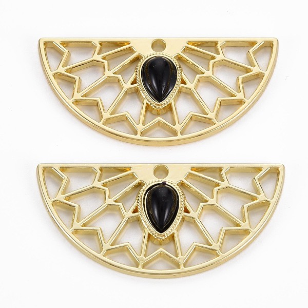 

PandaHall Rack Plating Alloy Pendants, with Resin, Cadmium Free & Lead Free, Fan, Black, 19x40x4.5mm, Hole: 1.8mm Alloy Fan Black
