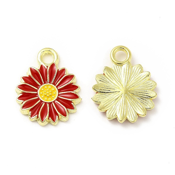 

PandaHall Alloy Enamel Charms, Light Gold, Sunflower Charm, FireBrick, 17x13x2mm, Hole: 2mm Alloy+Enamel Flower Red