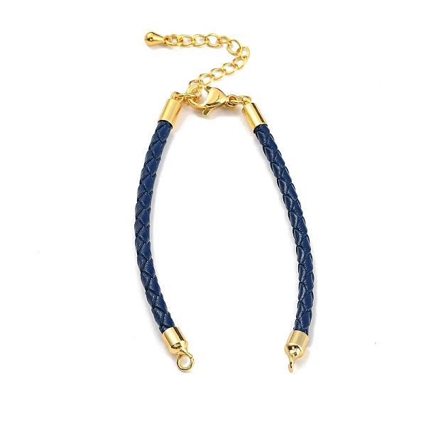 

PandaHall Leather Braided Cord Link Bracelets, Fit for Connector Charms, with Long-Lasting Plated Rack Plating Colden Tone Brass Lobster...