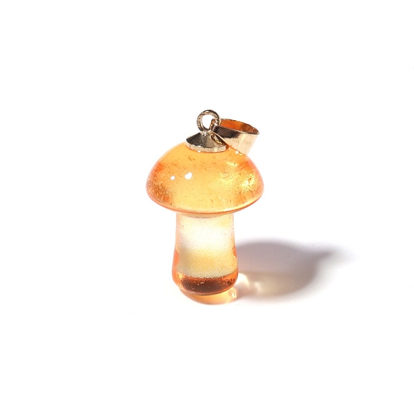 

PandaHall Lampwork Pendants, Mushroom Charms, Golden, Orange, 25x15mm Lampwork Mushroom Orange