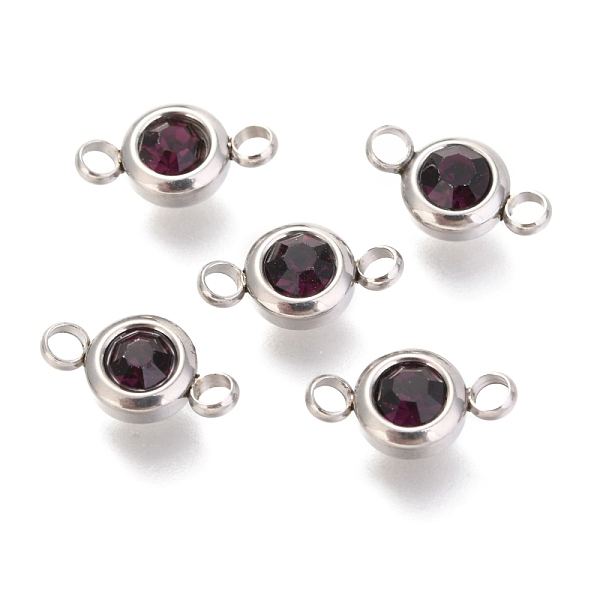 

PandaHall 304 Stainless Steel Rhinestone Links Connectors, Flat Round, Stainless Steel Color, Amethyst, 12x6.5x4mm, Hole: 2mm 304 Stainless..., Purple