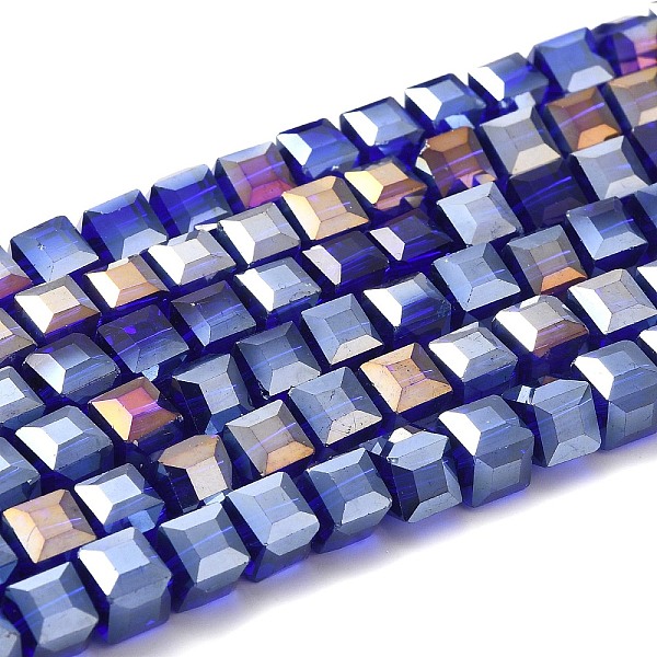 

PandaHall Electroplate Glass Beads Strands, AB Color Plated, Faceted, Cube, Blue Violet, 7~8x7~8x7~8mm, Hole: 1.5mm, about 97~100pcs/strand..., Purple
