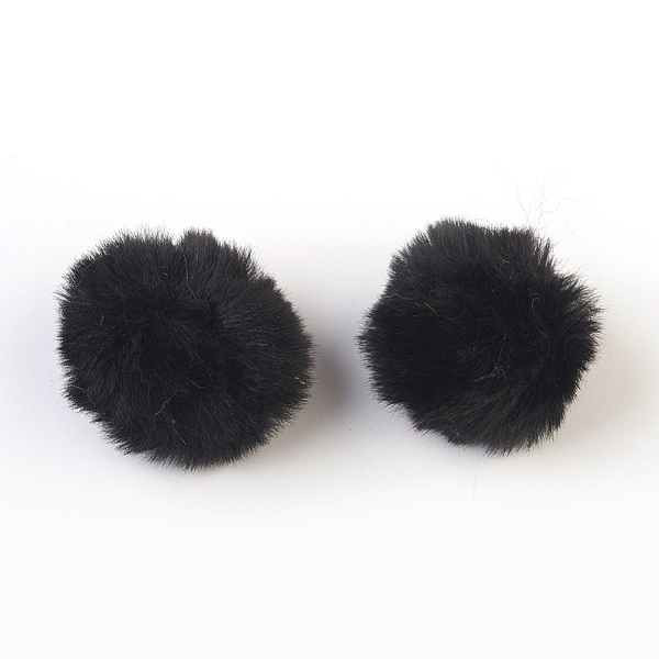 PandaHall Handmade Faux Rabbit Fur Pom Pom Ball Covered Pendants, Fuzzy Bunny Hair Balls, with Elastic Fiber, Black, 50~60mm, Hole: 4x5mm...