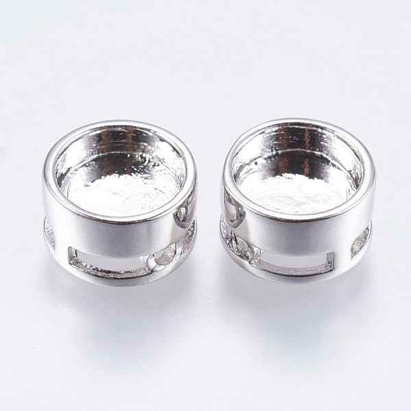 

PandaHall Brass Bead Cabochon Settings, Flat Round, Slide Charms, Platinum, Tray: 8mm, 10x6mm, Hole: 1mm Brass Flat Round