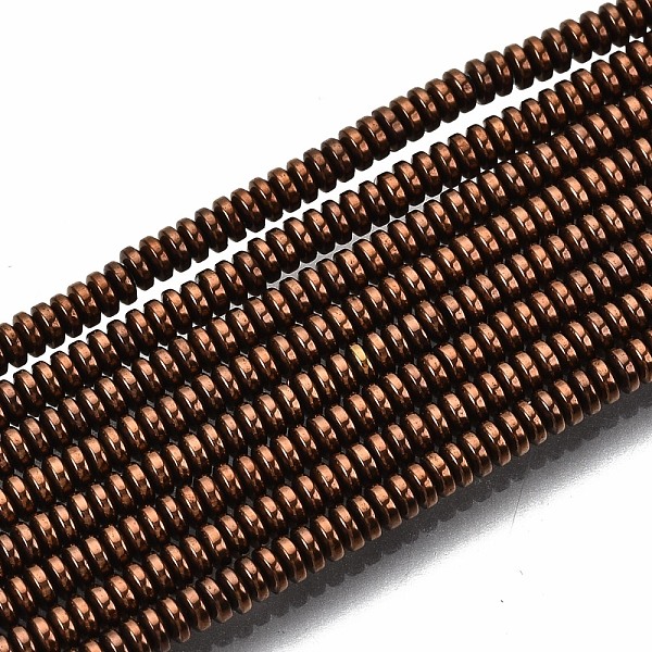 

PandaHall Electroplate Non-magnetic Synthetic Hematite Beads Strands, Flat Round/Disc, Copper Plated, 2x1mm, Hole: 0.8mm, about...