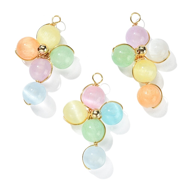 

PandaHall Natural Selenite Dyed Pendants, Golden Plated Copper Wire Wrapped Cross Charms, Colorful, 36.3~36.5x21~21.3x8.5~8.7mm, Hole: 3mm..., Multicolor