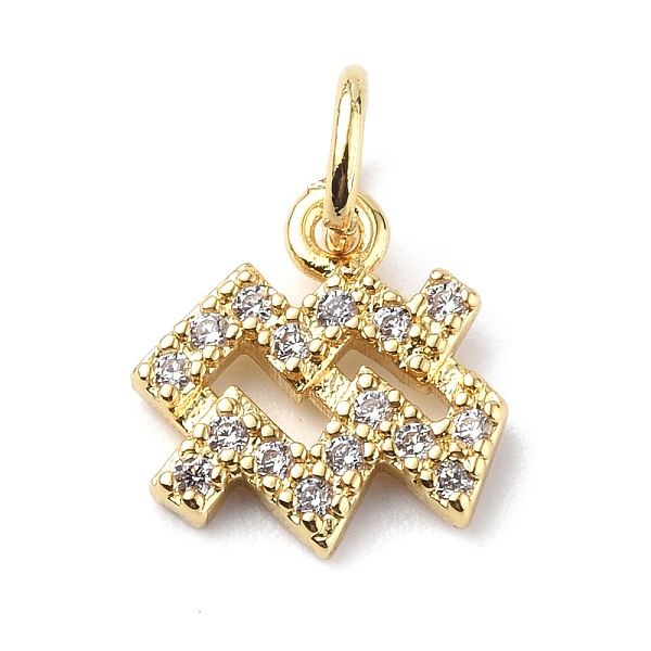 

PandaHall Brass Micro Pave Cubic Zirconia Charms, Constellation Charm, with Jump Rings, Real 18K Gold Plated, Aquarius, 10x9.5x1.3mm, Hole..., Clear