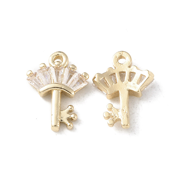 

PandaHall Brass Pave Cubic Zirconia Charms, Crown Key Charm, Light Gold, 13x9.5x2.5mm, Hole: 0.9mm Brass+Cubic Zirconia Key Clear