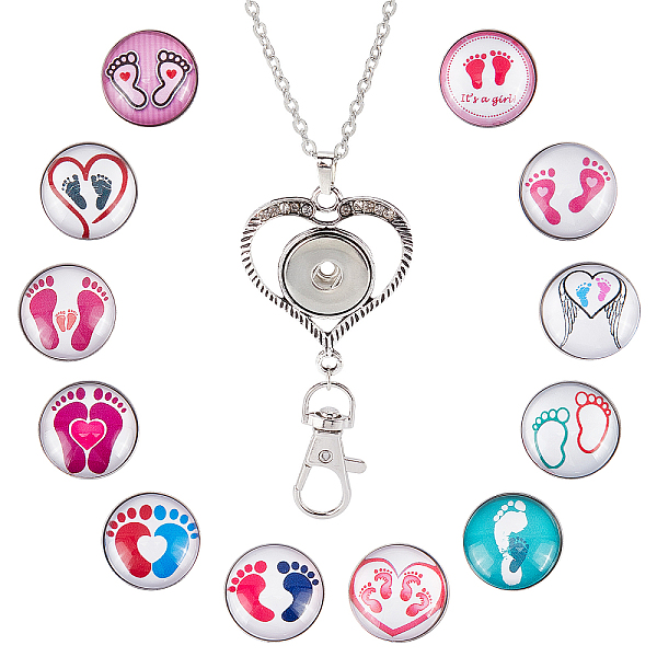 

PandaHall SUNNYCLUE 1 Box 12Pcs Necklace Lanyards Office Lanyards Stainless Steel Lanyard Footprint Feet Charms Removable Snap Buttons..., Multicolor