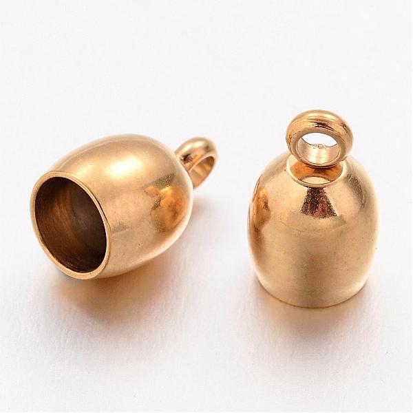 

PandaHall Ion Plating(IP) 304 Stainless Steel Cord Ends, End Caps, Oval, Golden, 11x7mm, Hole: 2mm, 5mm inner diameter 304 Stainless Steel