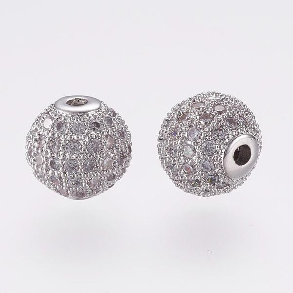 

PandaHall Long-Lasting Plated Brass Micro Pave Cubic Zirconia Beads, Round, Real Platinum Plated, 10mm, Hole: 1.5mm Brass+Cubic Zirconia...