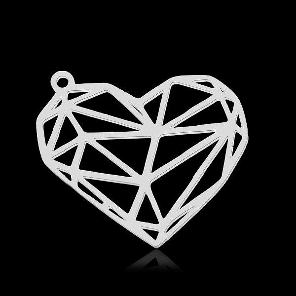 

PandaHall 201 Stainless Steel Pendants, Heart, Stainless Steel Color, 23x26x1mm, Hole: 1.4mm 201 Stainless Steel Heart