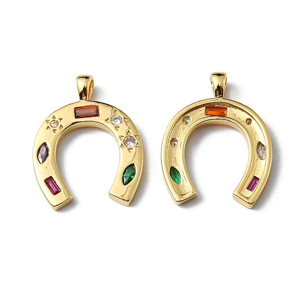

PandaHall Rack Plating Brass Micro Pave Cubic Zirconia Pendants, Cadmium Free & Lead Free, Long-Lasting Plated, Horse Shoe, Real 18K Gold...