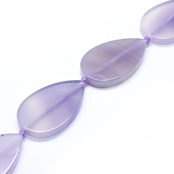 

PandaHall Natural Agate Beads Strands, Dyed, Teardrop, Lilac, 48.5~49x29.5~30x5.5~7.5mm, Hole: 2mm, about 8pcs/strand, 16.1~16.6 inch..., Purple