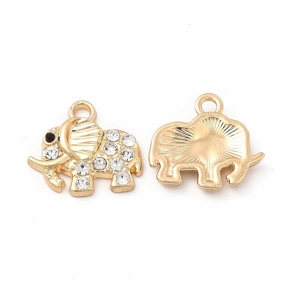 

PandaHall Rack Plating Eco-friendly Alloy Rhinestone Pendants, Elephant Charm, Golden, Crystal, 14x15.5x2.5mm, Hole: 1.8mm Alloy+Rhinestone..., Clear