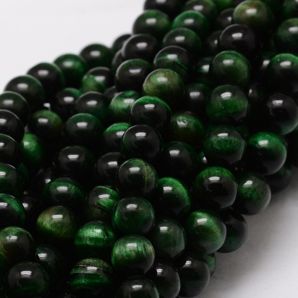 

PandaHall Natural Tiger Eye Round Beads Strands, Green, 10mm, Hole: 1mm, about 38pcs/strand, 15.7 inch Tiger Eye Round Green