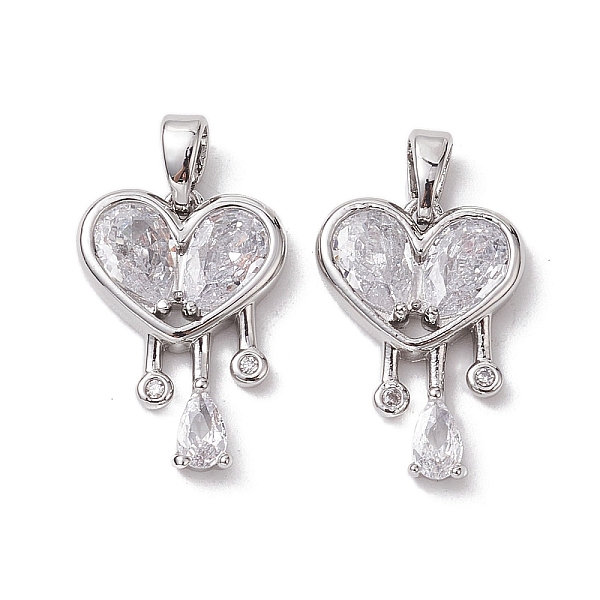 

PandaHall Valentine's Day Brass Micro Pave Clear Cubic Zirconia Pendants, Heart Charms, Platinum, 18.5x13x3mm, Hole: 5x2.8mm Brass+Cubic...