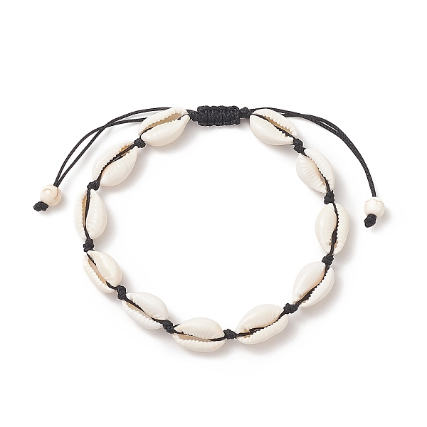 

PandaHall Natural Cowrie Shell Braided Beaded Anklets, Black, Inner Diameter: 2-1/4~3-1/2 inch(5.85~8.8cm) Shell Black