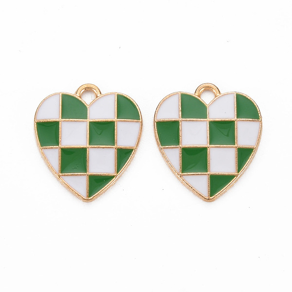 

PandaHall Alloy Enamel Pendants, Cadmium Free & Lead Free, Light Gold, Heart with Grid, Sea Green, 17.5x15.5x1.5mm, Hole: 1.8mm Alloy+Enamel...