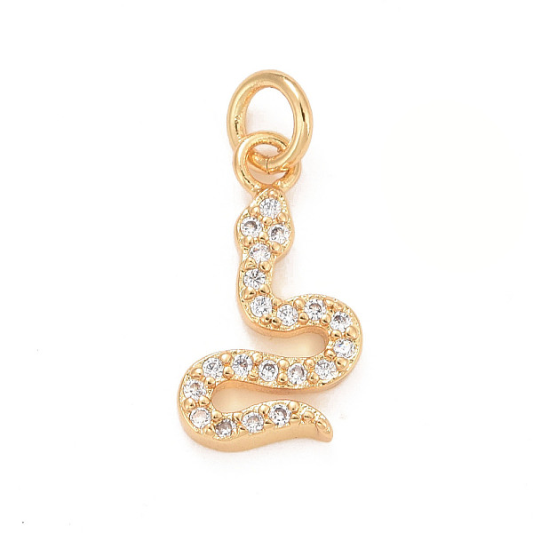 

PandaHall Eco-Friendly Brass Micro Pave Cubic Zirconia Pendants, with Jump Ring, Long-Lasting Plated, Lead Free & Cadmium Free, Snake, Real..., Clear