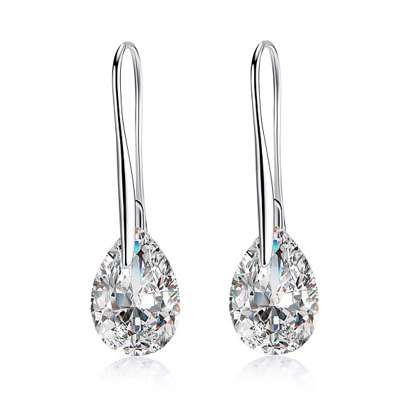 

PandaHall Platinum Tone Stainless Steel Dangle Earrings, with Cubic Zirconia, Clear, 35x10mm Cubic Zirconia Clear