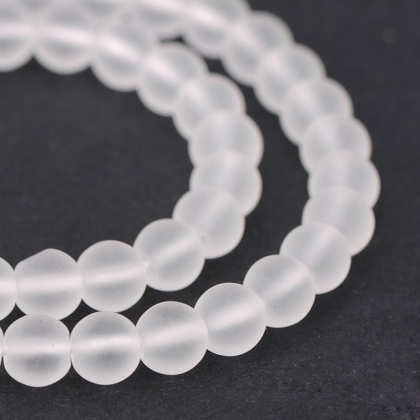 Frosted Natural Quartz Crystal Round Beads Strands