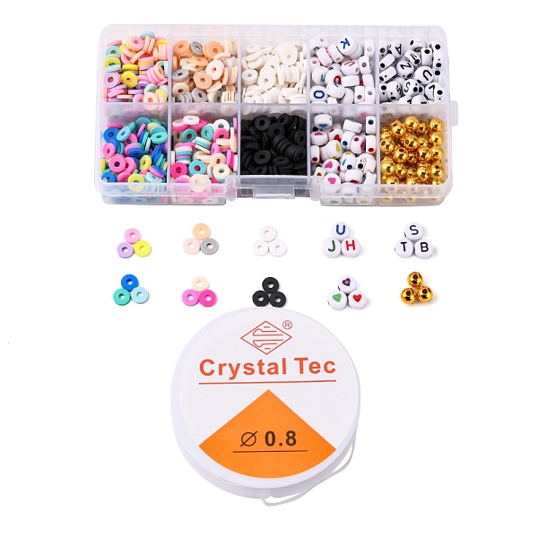 

PandaHall DIY Heishi Surfer Bracelet Making Kits, Including Polymer Clay Disc & Heart and Letter Pattern Acrylic & Round Plastic Beads..., Multicolor