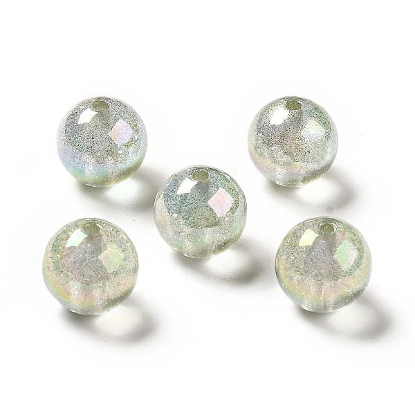 

PandaHall UV Plating Transparent Rainbow Iridescent Acrylic Beads, Glitter Beads, Round, Dark Sea Green, 15.5~16x15.5mm, Hole: 2.6~2.7mm...