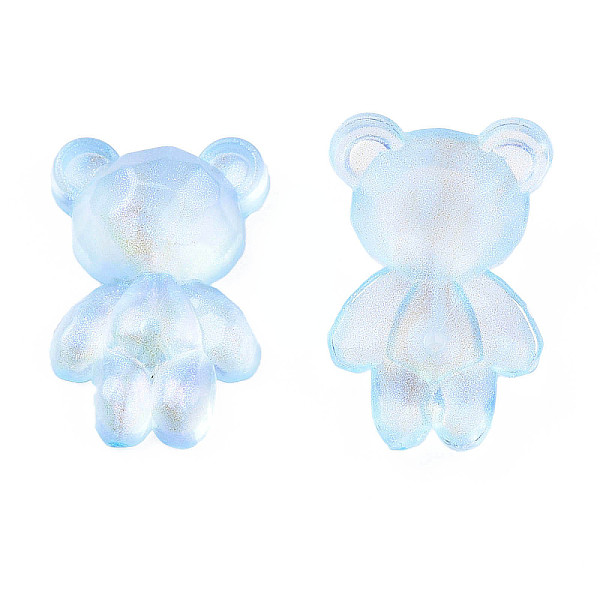 

PandaHall Transparent Acrylic Cabochons, Half Hole, Glitter Beads, Bear, Light Sky Blue, 25x16.5x7mm, Half Hole: 1.2mm Acrylic Bear
