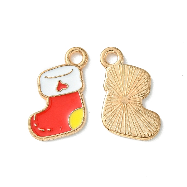 

PandaHall Christmas Alloy Enamel Pendants, Light Gold, Christmas Socking Charm, Red, 17.5x10.5x1mm, Hole: 1.8mm Alloy+Enamel Christmas...