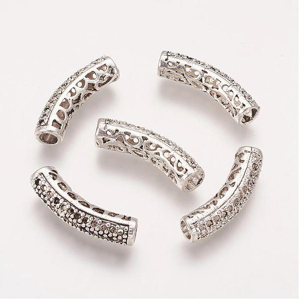 

PandaHall Brass Hollow Rhinestone Tube Beads, Antique Silver, 22x5mm, Hole: 3mm Brass Tube