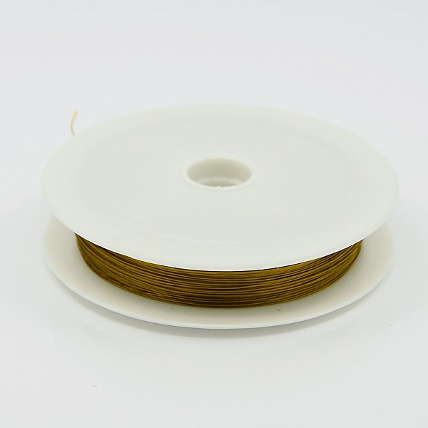 

PandaHall Tiger Tail Wire, Nylon-coated Stainless Steel Wire, Goldenrod, 0.38mm, about 164.04 Feet(50m)/roll Stainless Steel Round Gold
