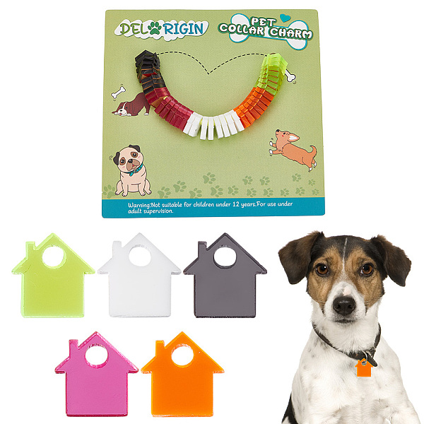 

PandaHall 40Pcs 5 Colors Transparent Blank Acrylic Pet Dog ID Tag, for Puppy Collar Charms, House, Mixed Color, 12.5x12.5x3mm, Hole: 3mm..., Multicolor