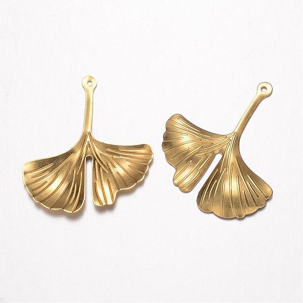 

PandaHall Brass Pendants, Lead Free & Nickel Free, Ginkgo Leaf, Raw(Unplated), 29x26x2mm, Hole: 0.5mm Brass Leaf