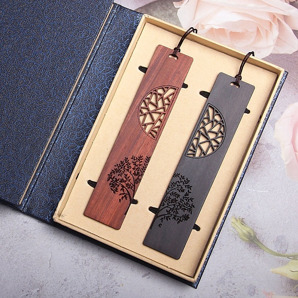 

PandaHall Rectangle Handmade Natural Wooden Carving Bookmarks, Chinese Style Book Mark Gift for Book Lovers, Teachers, Reader, Tree Pattern...
