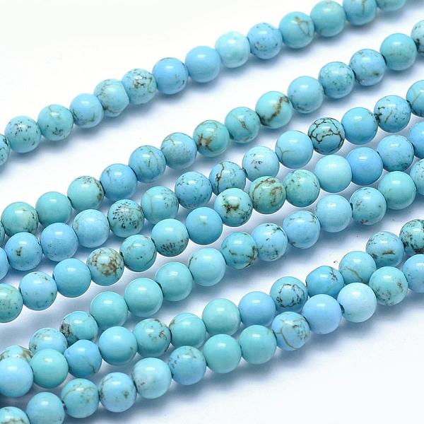 PandaHall Natural Howlite Beads Strands, Dyed & Heated, Round, Medium Turquoise, 4mm, Hole: 0.5mm, about 98pcs/strand, 15.9 inch(40.5cm)...