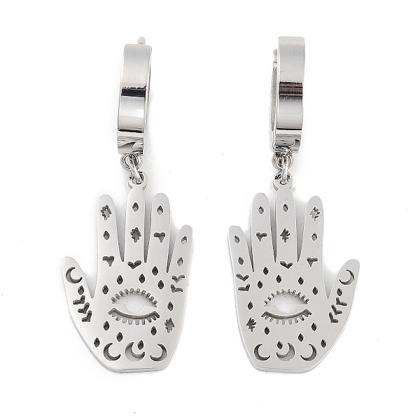 

PandaHall Hollow Palm 304 Stainless Steel Dangle Earrings, Hoop Earrings for Women, Stainless Steel Color, 37.5x14.5mm 304 Stainless Steel...