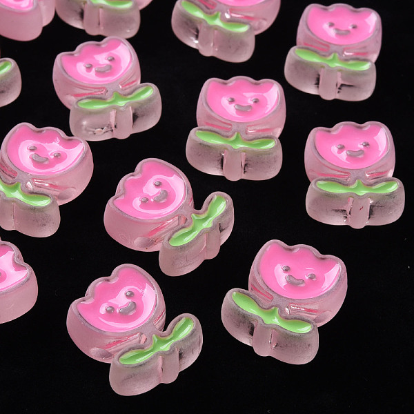 

PandaHall Transparent Acrylic Beads, with Enamel, Frosted, Tulip Flower, Pink, 24.5x20x9mm, Hole: 3mm Acrylic Flower Pink