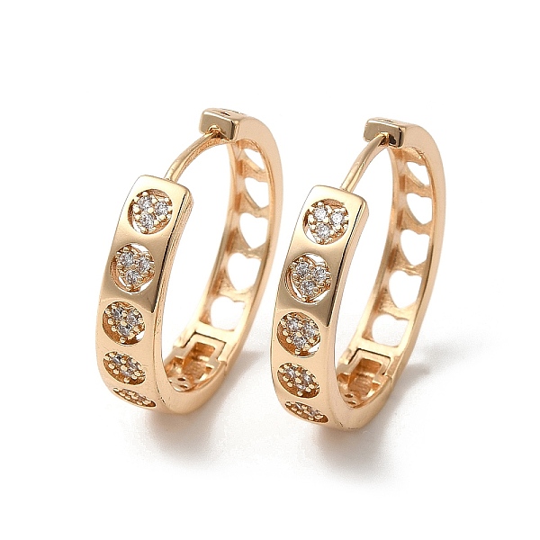 

PandaHall Brass Micro Pave Cubic Zirconia Hoop Earrings, Hollow Heart, Light Gold, 25x5mm Brass Heart Clear