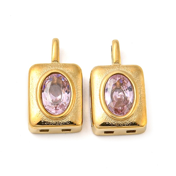 

PandaHall Real 14K Gold Plated 304 Stainless Steel Pendants, with Glass Rhinestone, Rectangle Charms, Pink, 14.5x7.5x4.5mm, Hole: 3x1.5mm...