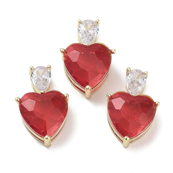 

PandaHall Real 18K Gold Plated Rack Plating Brass Micro Pave Cubic Zirconia Pendants, with Glass, Long-Lasting Plated, Cadmium Free & Lead..., Red