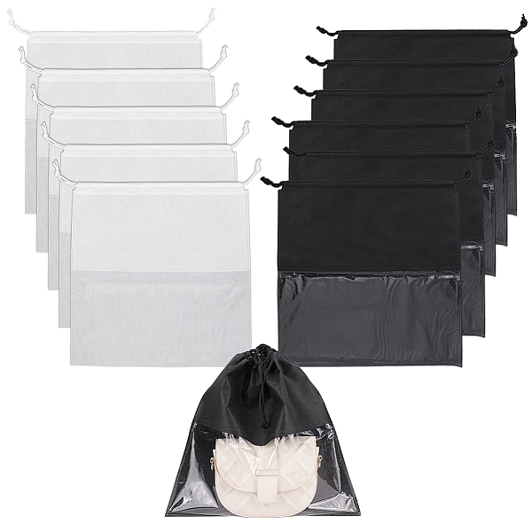 

PandaHall WADORN 2 Colors Dust Bags for Handbags, 10pcs Shoes DIY Craft Drawstring Storage Bags Dustproof Pouches with Plastic Clear Window..., Multicolor