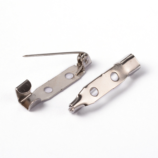 

PandaHall Iron Brooch Findings, Back Bar Pins, with Two Holes, Platinum, 25x5mm, Hole: 2mm, Pin: 1mm Iron