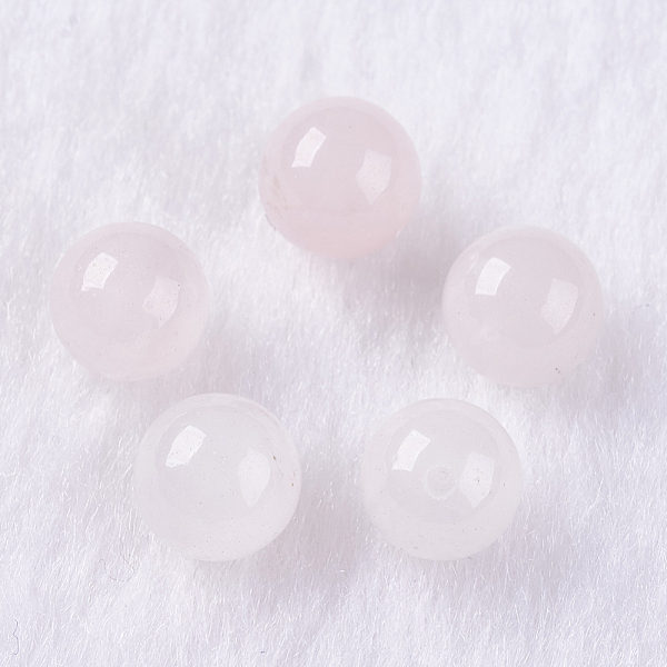 PandaHall Natural Rose Quartz Beads, Half Drilled, Round, 10mm, Hole: 1mm Rose Quartz Round
