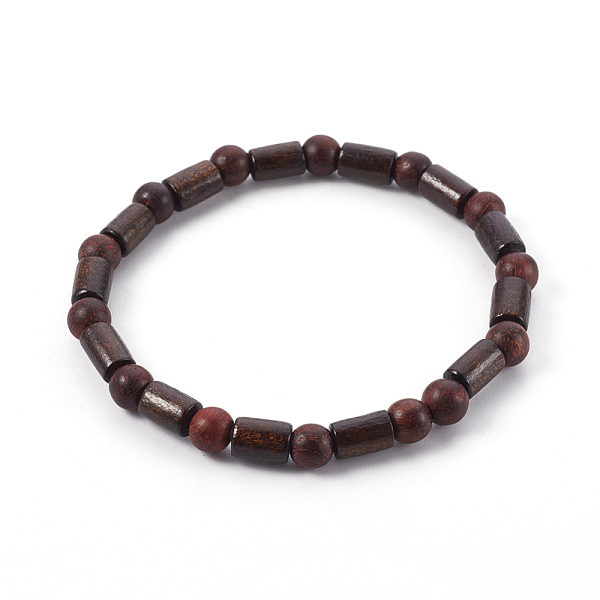 

PandaHall Natural Sandalwood and Wood Beads Stretch Bracelets, Column and Round, Coconut Brown, 2 inch(5.2cm) Wood Brown